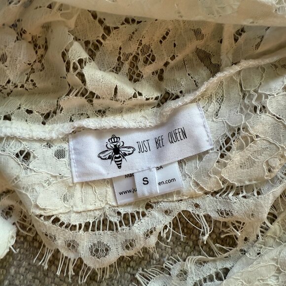 Just Bee Queen Clare Tie Back Top in White Lace - Size Small - Picture 6 of 10